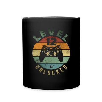 Level 12 Unlocked Funny Video Gamer 12th Birthday - Full Colour Mug - black - Front