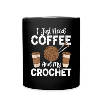 Crochet mignon drôle J'ai juste besoin de café et mon croch - Mug uni - noir - Devant