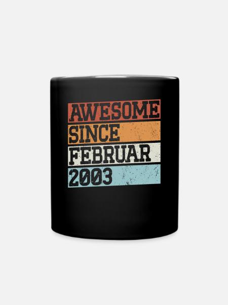 20e anniversaire Génial Depuis né en février 2003 - Mug uni - noir