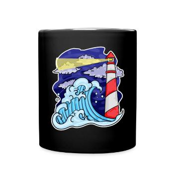 Lighthouse Coast Sea Sea - Full Colour Mug - black - Front