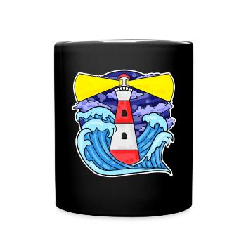Lighthouse Coast Sea Sea - Full Colour Mug - black - Front