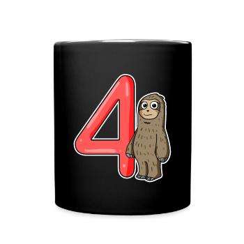 4 Jahre alt - 4. Geburtstag mit Tier Motiv - Tasse einfarbig - Schwarz - Vorne