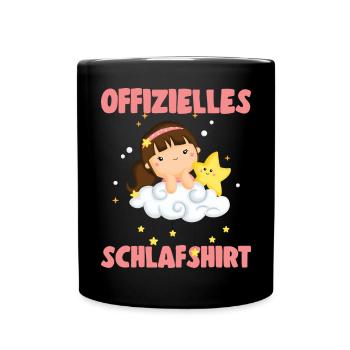 Süßes Offizielles Schlafshirt Mädchen Kinder Stern - Tasse einfarbig - Schwarz - Vorne