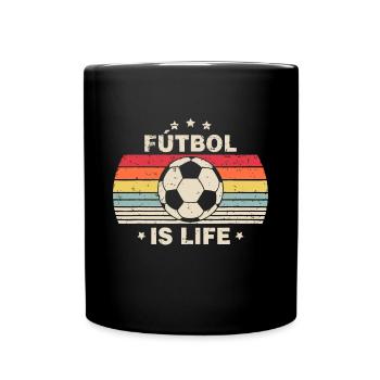 Futbol ist Leben-Fußball-Liebhaber-Fußball-lustiger Weinlese - Tasse einfarbig - Schwarz - Vorne