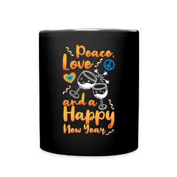 Réveillon du Nouvel An, Paix, Amour, Bonne Année - Mug uni - noir - Devant