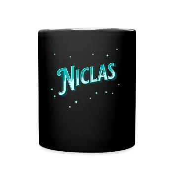 Niclas Namen personalisiert - Tasse einfarbig - Schwarz - Vorne