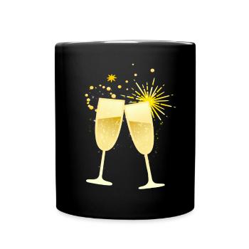 Cheers! Sektgläser Illustration - Tasse einfarbig - Schwarz - Vorne