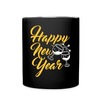 Réveillon du Nouvel An, Paix, Amour, Bonne Année - Mug uni - noir - Devant