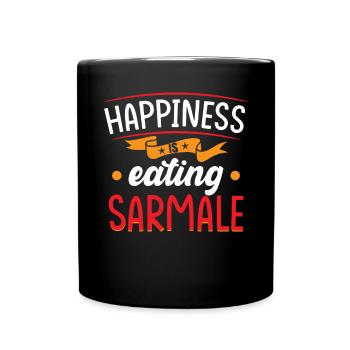 Glück isst Sarmale - Tasse einfarbig - Schwarz - Vorne