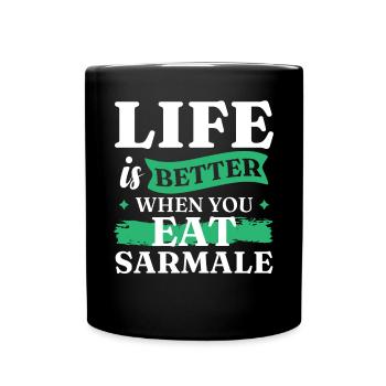 Iss Sarmale | Rumänisches Essen - Tasse einfarbig - Schwarz - Vorne