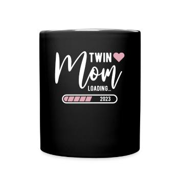 Twin Mom Loading - Twin Mother Shirt - Full Colour Mug - black - Front