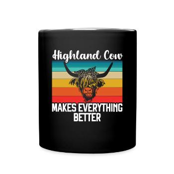 Highland cow - Full Colour Mug - black - Front