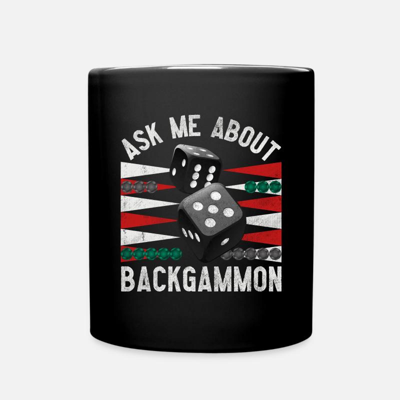 Ask me about BACKGAMMON -Frag´mich über Backgammon - Tasse einfarbig - Schwarz