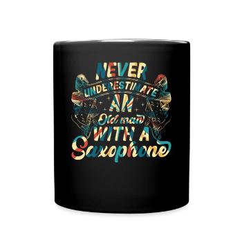 Le vieux musicien ne sous-estime jamais un vieil homme avec un - Mug uni - noir - Devant