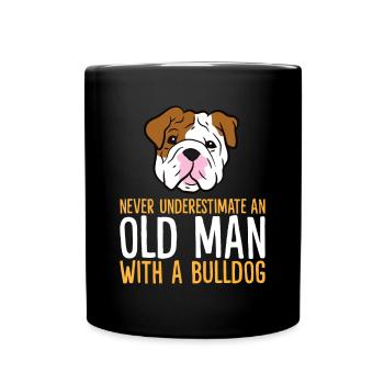Never Underestimate An Old Man With A Bulldogpetsa - Full Colour Mug - black - Front