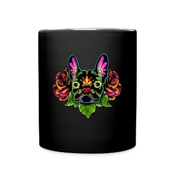 French Bulldog in Black - Day of the Dead Sugar Sk - Full Colour Mug - black - Front