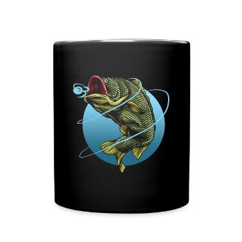 Fishing Tshirt Man Fisherman Rod Fishing Fishing - Full Colour Mug - black - Front