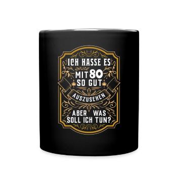 Fête du 80e anniversaire Ancienne année de construction - Mug uni - noir - Devant