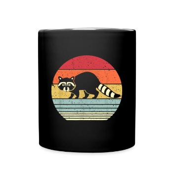 Raccoon Shirt. Retro Style - Full Colour Mug - black - Front
