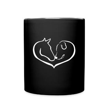 Easily Distracted by Horses and Dogs, Heart Giftbi - Full Colour Mug - black - Front