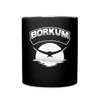 Borkum Möwe Insel Shirt - Tasse einfarbig - Schwarz - Vorne