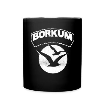 Borkum Möwe Insel Shirt - Tasse einfarbig - Schwarz - Vorne