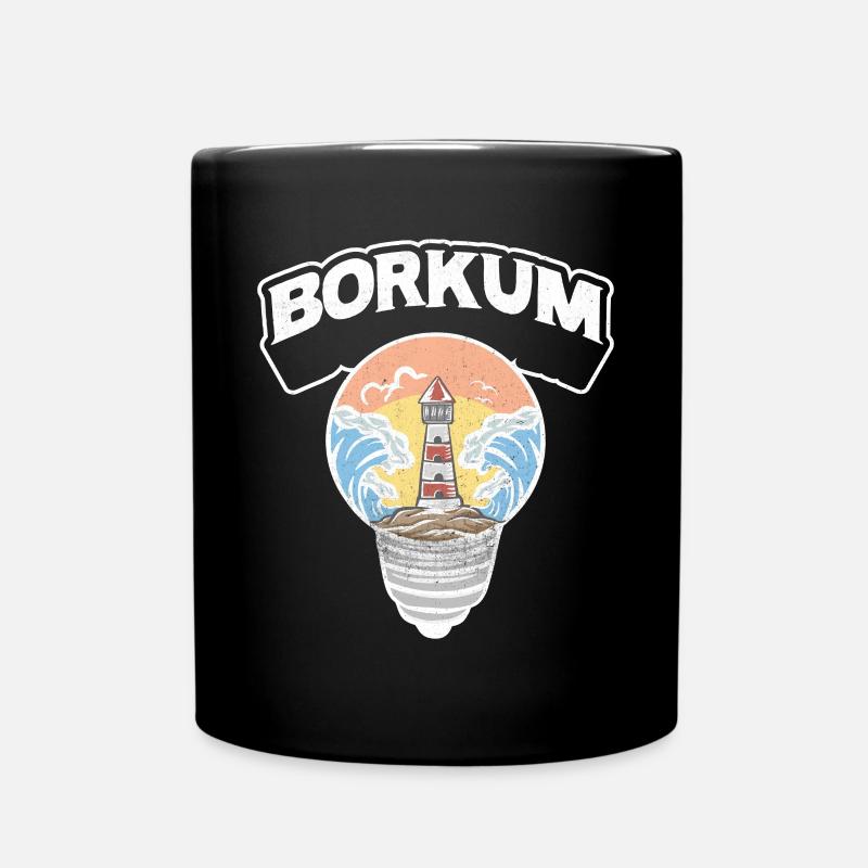 Borkum Glühbirne Leuchtturm Insel Shirt - Tasse einfarbig - Schwarz