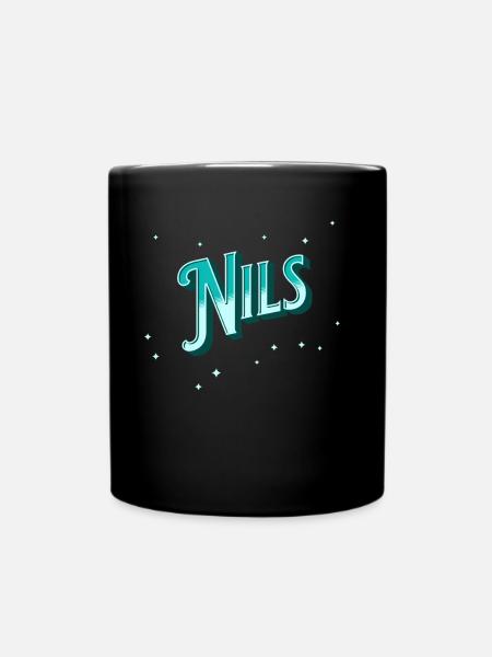 Nils Namen personalisiert - Tasse einfarbig - Schwarz