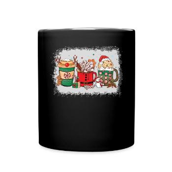 Christmas Hot Chocolate Cup - Full Colour Mug - black - Front