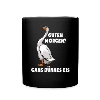 Ganz dünnes Eis - Morgenmuffel, lustiges Wortspiel - Tasse einfarbig - Schwarz - Vorne