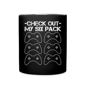 check out my six pack Gaming Video Games Gamer - Full Colour Mug - black - Front