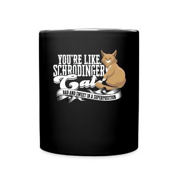 Schrodinger's Katzenüberlagerung Quantenphysik - Tasse einfarbig - Schwarz - Vorne