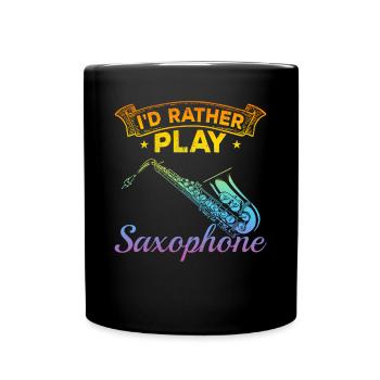 Saxophoniste Saxoplayer - Je préfère jouer Saxo - Mug uni - noir - Devant
