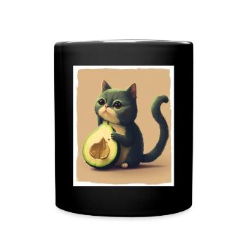 Katze Kätzchen Avocado Frucht Vegetarier Veganer - Tasse einfarbig - Schwarz - Vorne