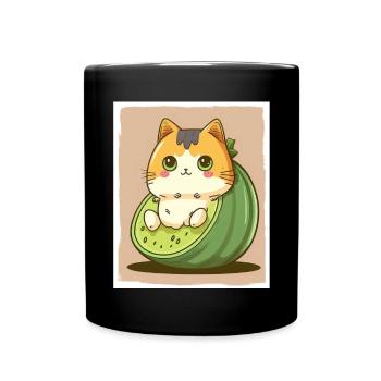 Katze Kätzchen Avocado Frucht Vegetarier Veganer - Tasse einfarbig - Schwarz - Vorne