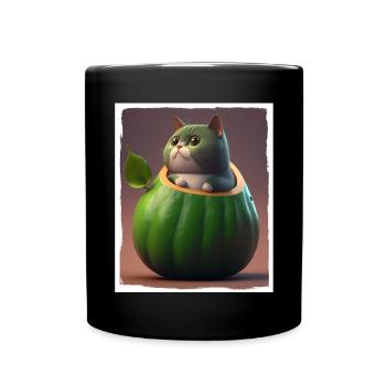 Katze Kätzchen Avocado Frucht Vegetarier Veganer - Tasse einfarbig - Schwarz - Vorne