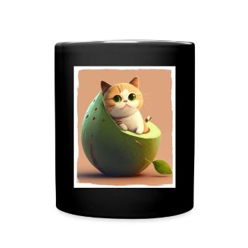 Chaton Chaton Avocat Fruit Végétarien Végétalien - Mug uni - noir - Devant
