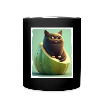 Katze Kätzchen Avocado Frucht Vegetarier Veganer - Tasse einfarbig - Schwarz - Vorne