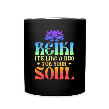 Energy Chakra Holistic Healing Hands Reiki - Full Colour Mug - black - Front