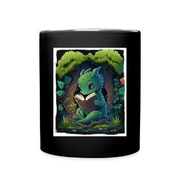 Bücher Buch Drach Fabel Fantasie Saga Lesen - Tasse einfarbig - Schwarz - Vorne