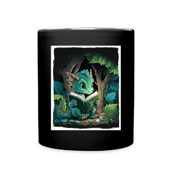 Bücher Buch Drach Fabel Fantasie Saga Lesen - Tasse einfarbig - Schwarz - Vorne