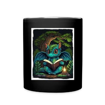 Bücher Buch Drach Fabel Fantasie Saga Lesen - Tasse einfarbig - Schwarz - Vorne
