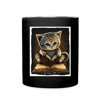 Bücher Buch Katze Fabel Fantasie Saga Lesen - Tasse einfarbig - Schwarz - Vorne
