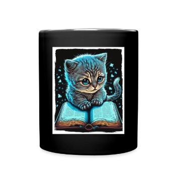 Bücher Buch Katze Fabel Fantasie Saga Lesen - Tasse einfarbig - Schwarz - Vorne