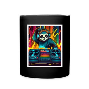 Sloth Morning Grouch DJ Music Retro Neon House - Mug uni - noir - Devant