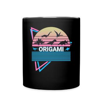 Origami Retro Japanese Wrinkles - Full Colour Mug - black - Front