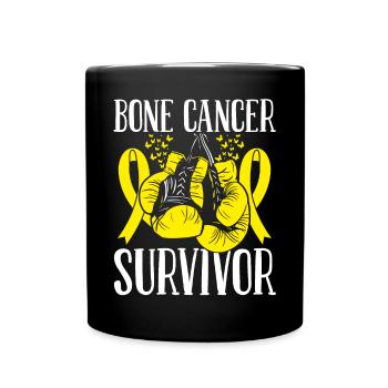 Mois du cancer des os Ruban de survivant Gants de boxe - Mug uni - noir - Devant