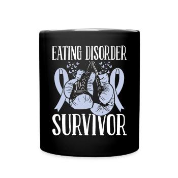 Eating Disorder Month Survivor Ribbon Boxing Glove - Full Colour Mug - black - Front