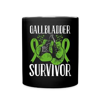 Gallbladder Month Survivor Ribbon Boxing Gloves - Tasse einfarbig - Schwarz - Vorne