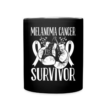 Melanoma Cancer Month Survivor Ribbon Boxing Glove - Full Colour Mug - black - Front